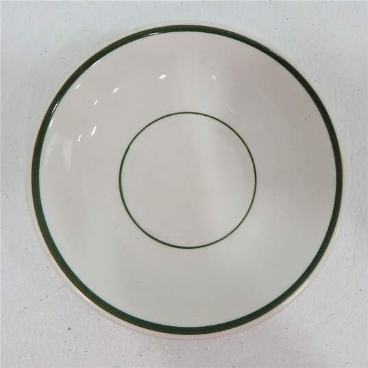 4 Vintage Syracuse China Restaurant Ware Berry Saucer Plates  White Sage Green Stripe image number 2