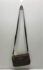 Michael Kors Brown Leather Triple Zip Accordion Crossbody Bag image number 6
