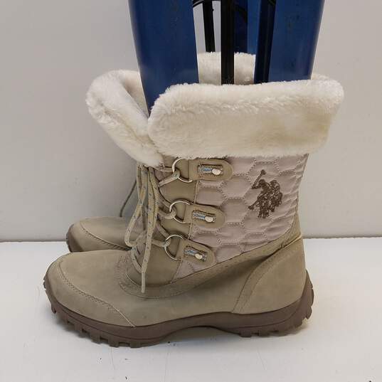 US Polo Assn Boots Womens 8.5 M Artic Snow Winter Shearling White Leather Lace Up image number 4