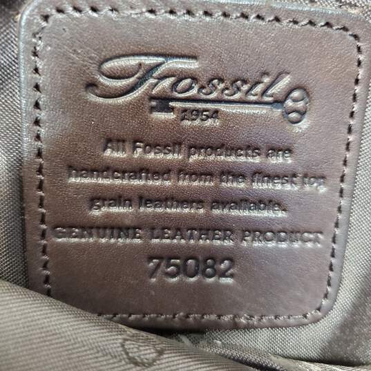 Fossil Brown Leather Messenger Bag image number 5