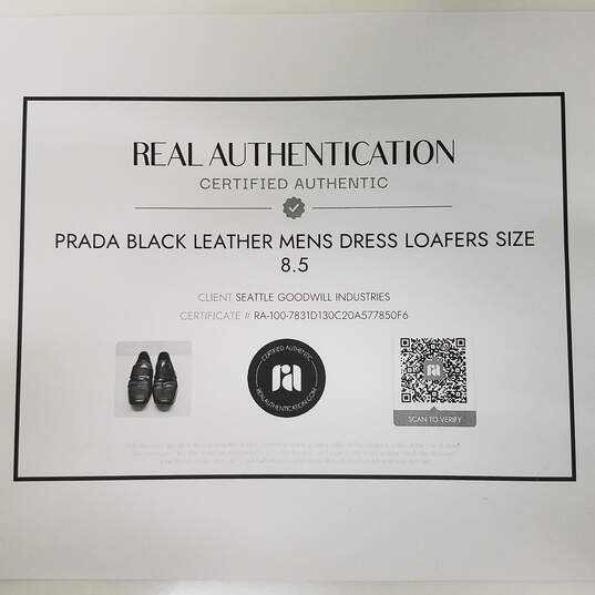 Prada Black Leather Dress Loafers Men's Size 8.5 image number 3
