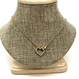 Designer Swarovski Gold-Tone Rhinestone Chain Heart Love Pendant Necklace