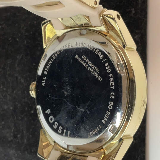 Designer Fossil BQ-9358 Gold-Tone Silicone Strap Round Analog Wristwatch image number 4
