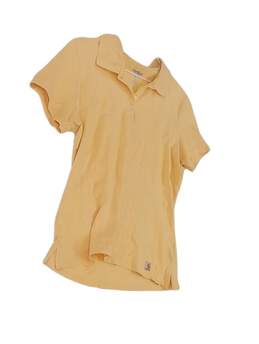 Womens Yellow Short Sleeve Collared Casual Polo T Shirt Size Large alternative image