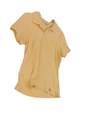 Womens Yellow Short Sleeve Collared Casual Polo T Shirt Size Large image number 2