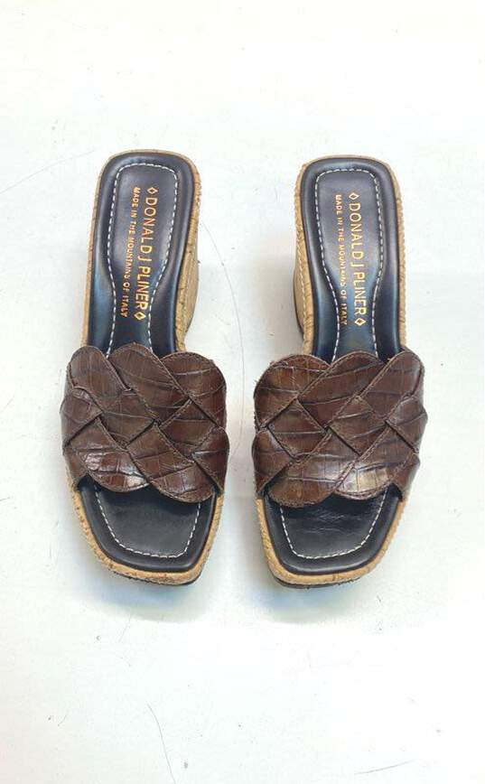 Donald J. Pliner Brown Wedge Platform Sandal Size 6.5 image number 5