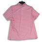 NWT Vineyard Vines Womens Pink White Striped Short Sleeve Polo Shirt Size L image number 2