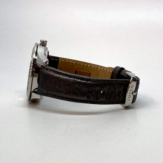 Designer Fossil ES2995 Brown Leather Belt Stainless Steel Analog Wristwatch image number 4