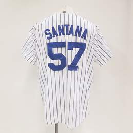 Majestic Men's New York Mets Santana #57 Pin Striped White Jersey Sz. L alternative image