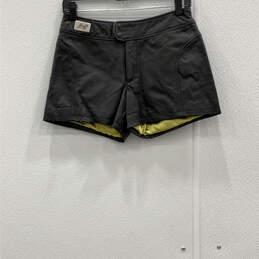 Womens Black Leather Flat Front Snap Regular Fit Biker Shorts Size 32/4W alternative image