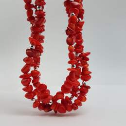 Metal Coral Nugget Triple 3 Strand 15 1/2 Inch Necklace 91.3g