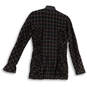 Womens Black Checked Wool Ruched Front Long Sleeve Button Front Jacket Sz 8 image number 2