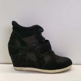 ASH Limited Black Suede Ankle Strap Lace Hidden Wedge Trainers Size 37 US 6.5