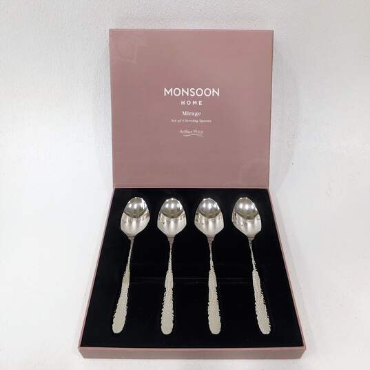 Arthur Price Monsoon Mirage  Set Of 4 Serving Spoons 18 10 Stainless Steel image number 1