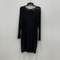 Womens Black Long Sleeve Round Neck Back Zip Sheath Dress Size Medium image number 2