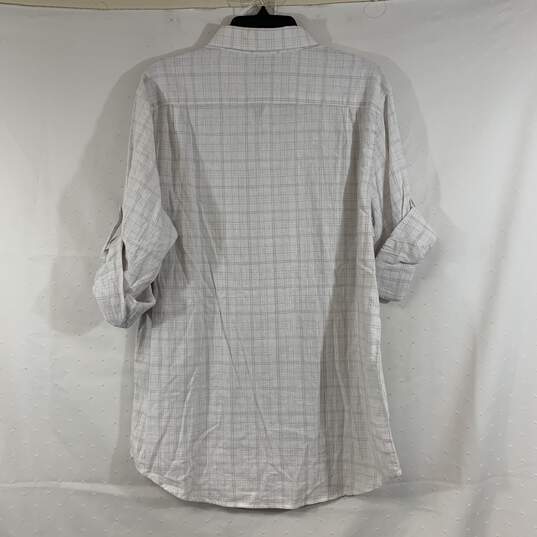 Men's White Check Banana Republic Roll-Tab Sleeve Linen Button-Up, Sz. L image number 2
