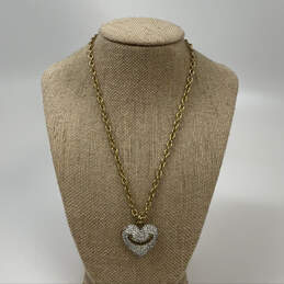 Designer Juicy Couture Gold-Tone Crystal Puffy Heart Shape Pendant Necklace