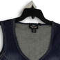 Womens Blue Sleeveless Rhinestone Flap Pocket Full-Zip Vest Size XL image number 3