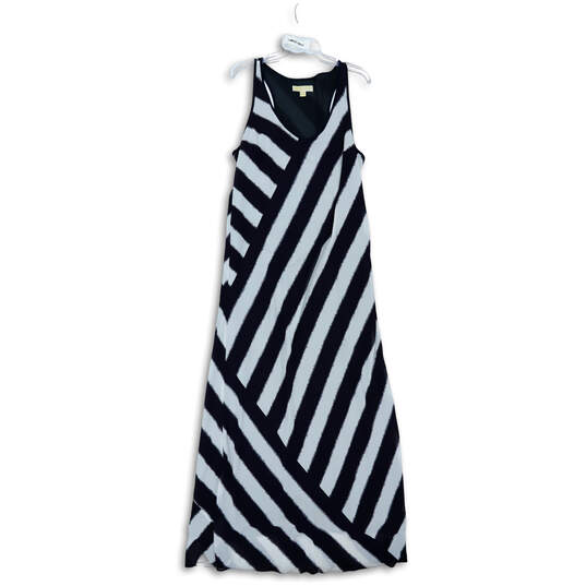 Womens Blue White Striped Sleeveless Racerback Scoop Neck Maxi Dress Sz XL image number 1