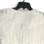 NWT Womens White Pleated Long Sleeve V-Neck Peplum Blouse Top Size S image number 4