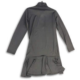 NWT Womens Black Long Sleeve 1/4 Zip Mock Neck Ruffle Hem Shift Dress Sz L alternative image