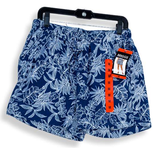 NWT Briggs Womens Blue White Slash Pocket Drawstring Bermuda Shorts Size M image number 1
