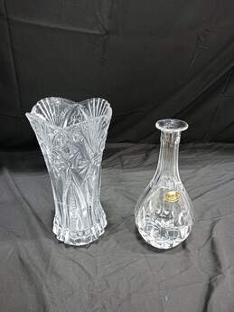 2pc Set of Deep Cut Crystal Vases