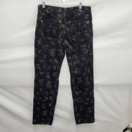 Pilcro The Wanderer WM's Black Floral Corduroy Pants Size 28-Tall alternative image
