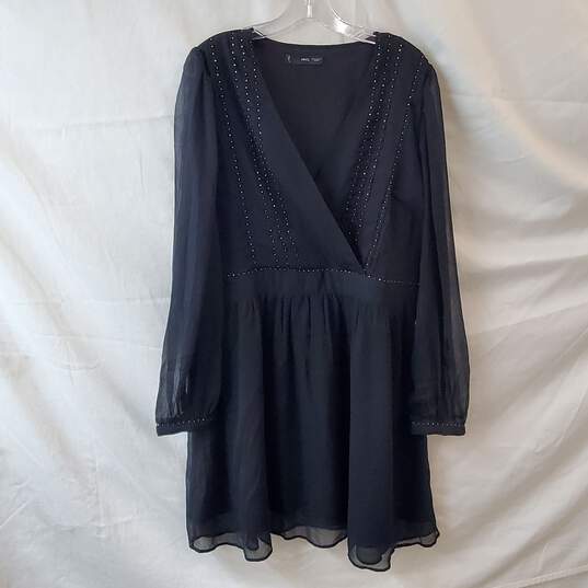 MNG Mango Short Black Dress w Bead Detail Size 12 image number 1