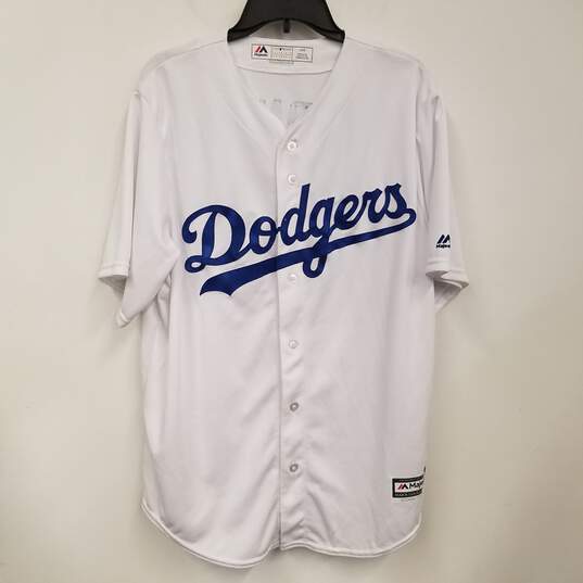 Buy the Mens White Los Angeles Dodgers Justin Turner #10 Button-Up Jersey  Size L