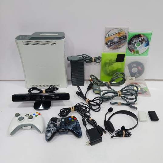 Microsoft Xbox 360 Console With a Bundle of 5 Assorted Games, Headset, 2 Controllers & Kick Connect image number 1