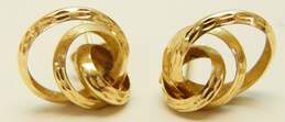 14K Yellow Gold Etched Knot Earrings 1.1g