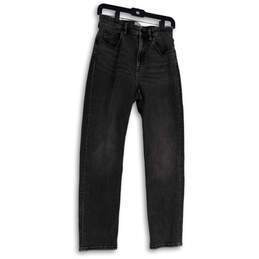 Womens Gray Denim Medium Wash Pockets Straight Leg Jeans Size 28 R