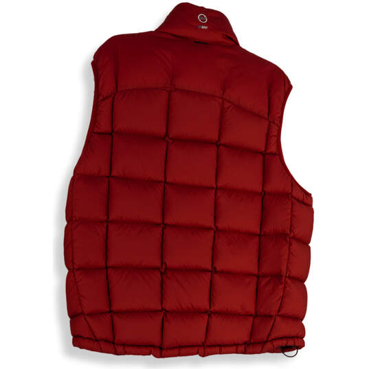 Mens Red Sleeveless Pockets Mock Neck Full-Zip Puffer Vest Size Large image number 2