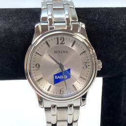 Designer Bulova Silver-Tone Water Resistant Quartz Analog Bracelet Wristwatch