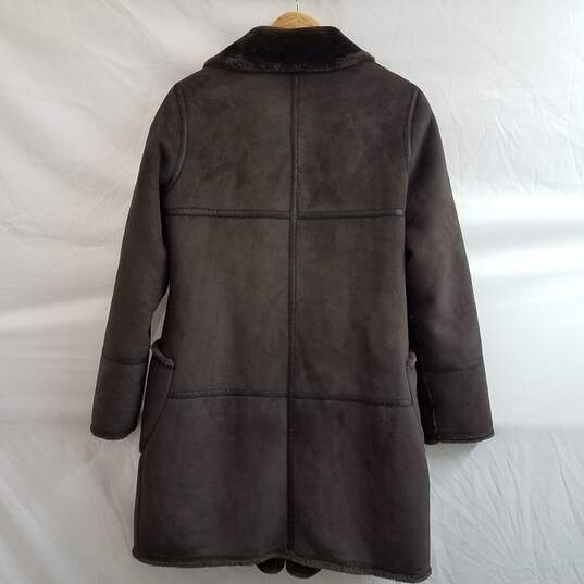 Saks Fifth Avenue Suede Faux Fur Lined Dark Brown Coat Size M image number 2