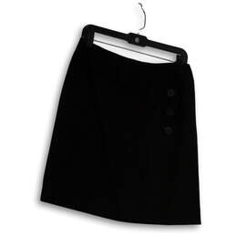 Womens Black Flat Front Elastic Waist Back Zip Straight & Pencil Skirt Sz 8