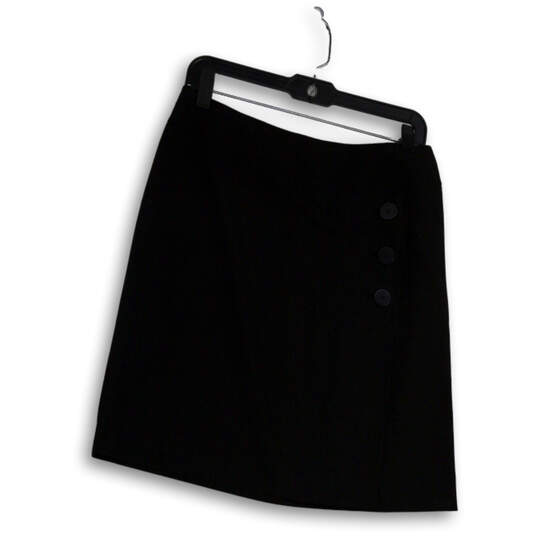 Womens Black Flat Front Elastic Waist Back Zip Straight & Pencil Skirt Sz 8 image number 1