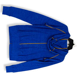 NWT Womens Blue Long Sleeve Kangaroo Pockets Stretch Full-Zip Hoodie Size S alternative image