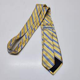 Michael Kors Yellow & Blue Striped Silk Tie alternative image