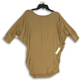 NWT Natural Life Womens Tan Dolman Sleeve Oversized Blouse Top Size Large