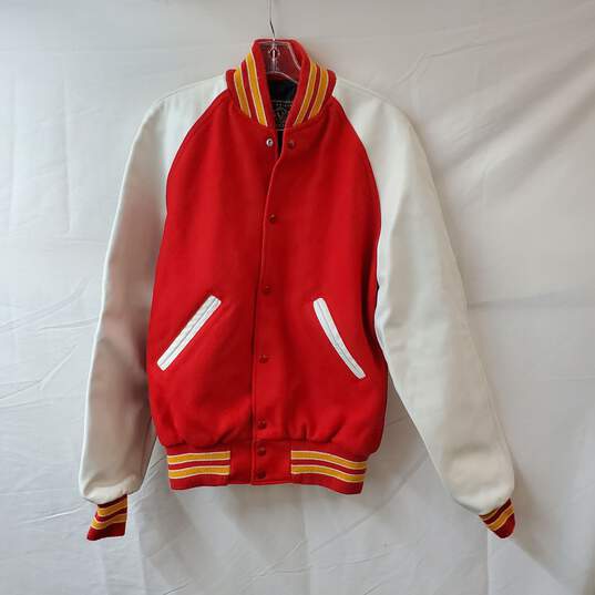 Halloway Red White Varsity Jacket image number 1