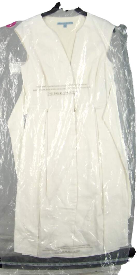 Antonio Melani Womens White Sleeveless V Neck Back Belt Midi Dress Size 0 image number 1