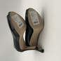 Womens Black Leather Peep Toe Slip On Block Platform Heels Size 7 M image number 5