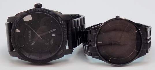 Fossil FS4704 & Citizen Eco-Drive Stiletto Black Out Watches 220.6g image number 1