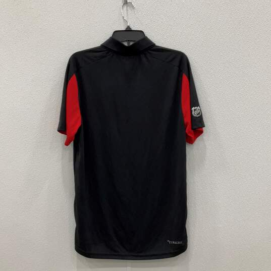 Adidas Mens Black Red Chicago Blackhawks Short Sleeve NHL Polo Shirt Size S image number 2