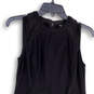 Womens Black Sleeveless Round Neck Back Zip Short Shift Dress Size 4P image number 3