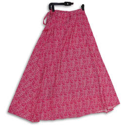 NWT Womens Pink Printed Tie Waist Front Slit Maxi Skirt Size Medium alternative image