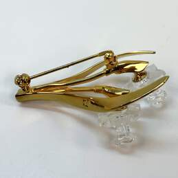 Designer Swarovski Gold-Tone Clear Crystal Daffodil Flower Mini Brooch Pin alternative image