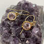 Designer Swarovski Gold-Tone Purple Crystal Cut Stone Classic Drop Earrings image number 1